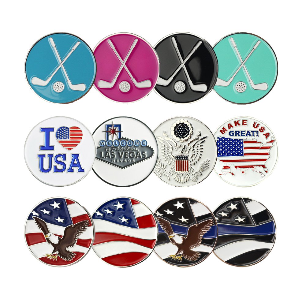 wholesale metal ball marker golf custom golf ball markers for golf poker chip/ golf hat clip/ golf divot tool and golf glove