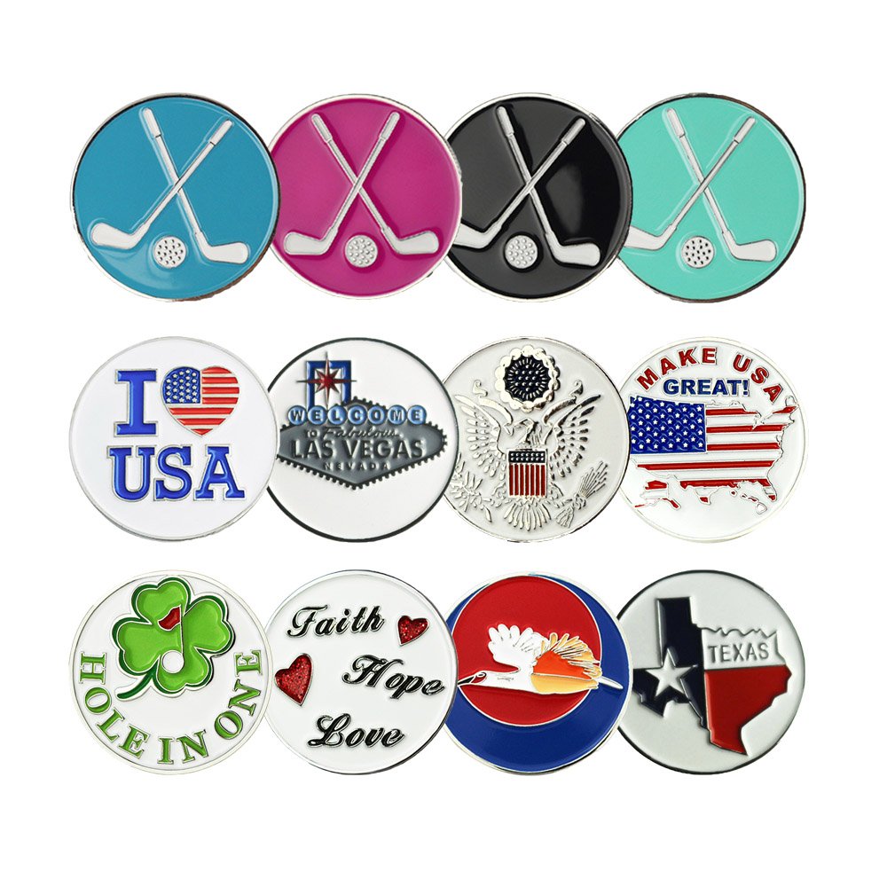 wholesale metal ball marker golf custom golf ball markers for golf poker chip/ golf hat clip/ golf divot tool and golf glove