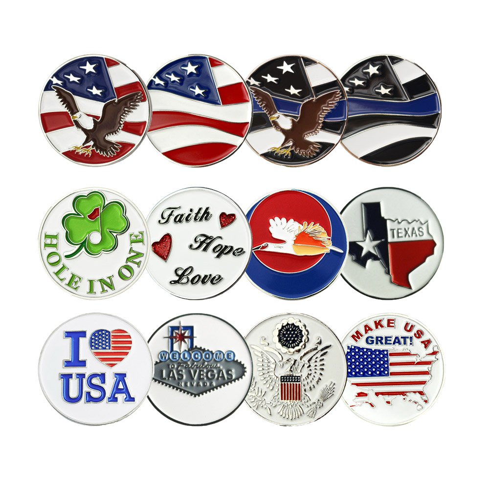 wholesale metal ball marker golf custom golf ball markers for golf poker chip/ golf hat clip/ golf divot tool and golf glove