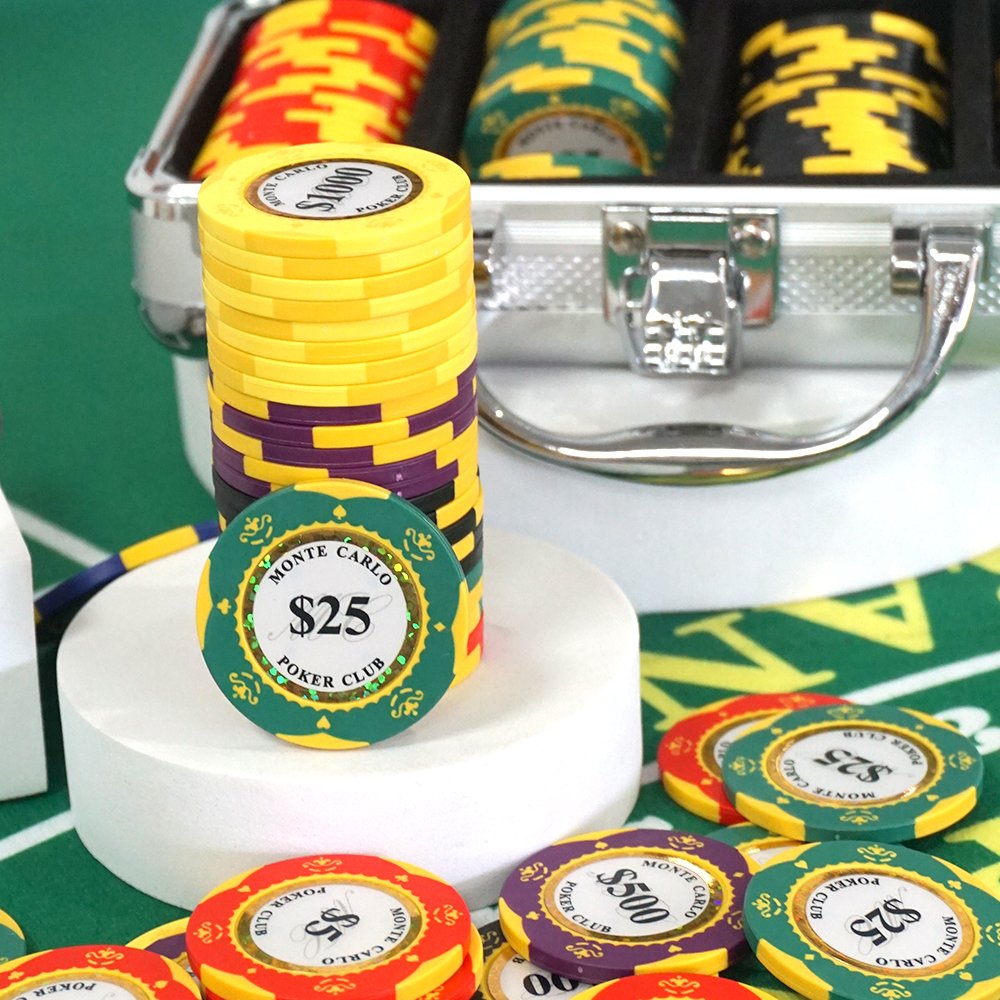 Portable Silver Aluminum Organizer 100pcs Texas Hold'em Poker Chip Set Custom Clay Ceramic Face Value Casino Chip Set