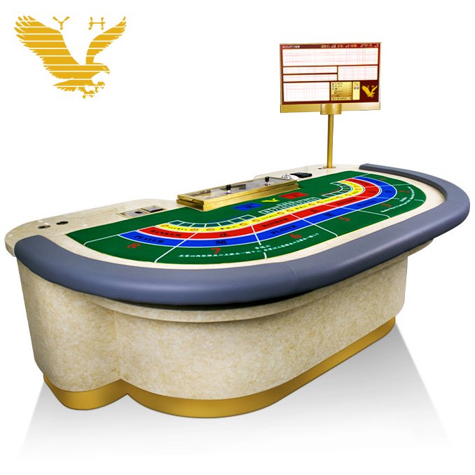 YH Standard Luxurious Poker Table Solid Marble Baccarat Table With Golden Chips Tray
