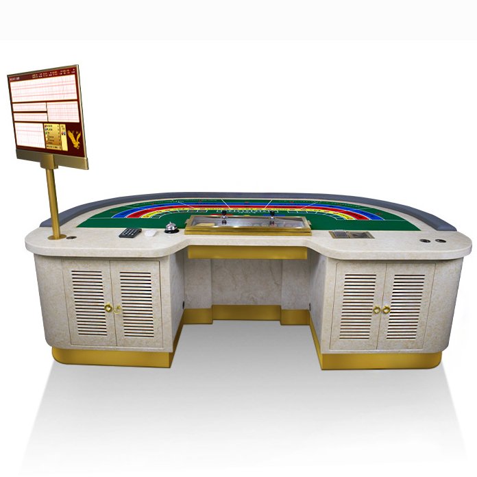YH Standard Luxurious Poker Table Solid Marble Baccarat Table With Golden Chips Tray
