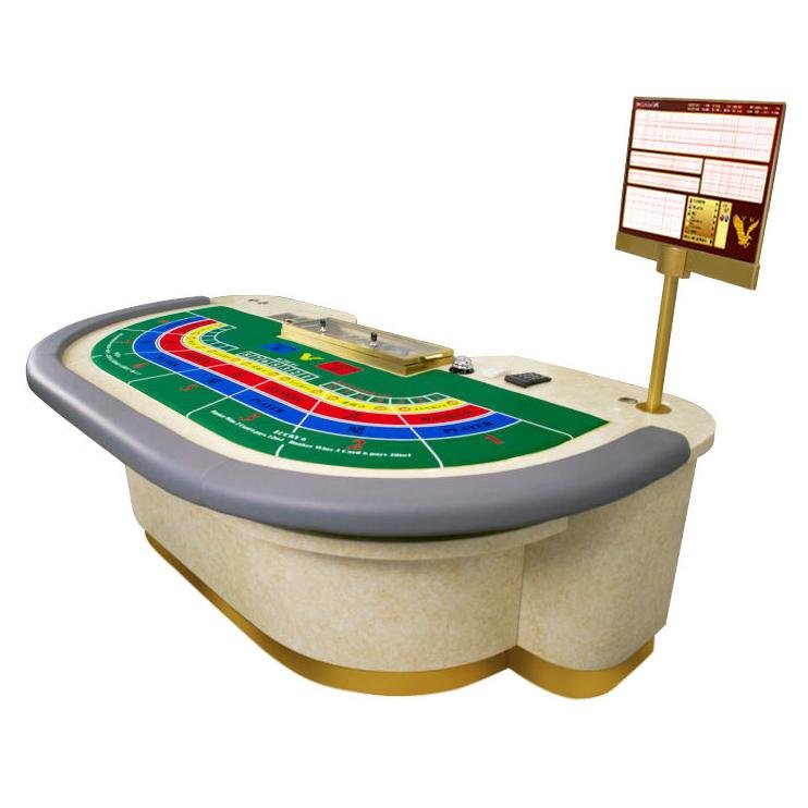 YH Standard Luxurious Poker Table Solid Marble Baccarat Table With Golden Chips Tray