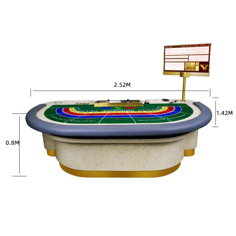 YH Standard Luxurious Poker Table Solid Marble Baccarat Table With Golden Chips Tray