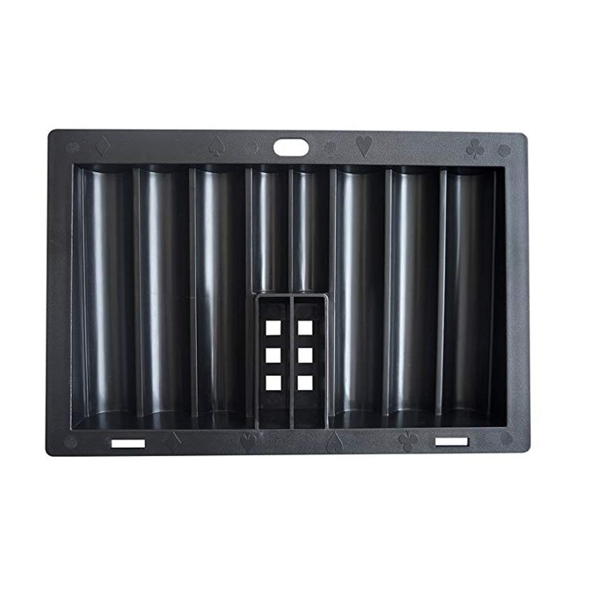 YUANHE Casino Supply 8 Row 350 ABS Black Poker Chip Tray with Cardholder