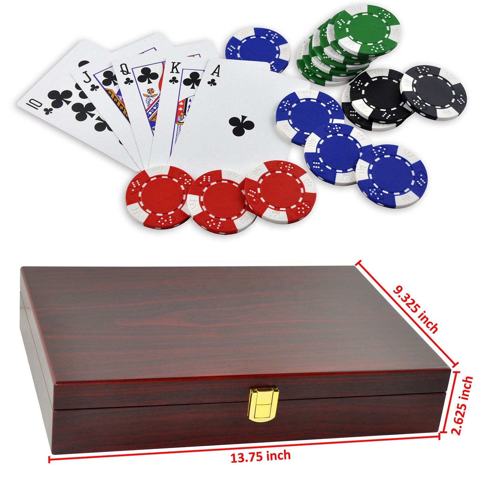 200 pcs Clay Chips Case Luxury Cherry Wooden Poker Set Box