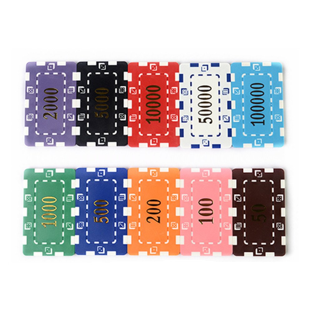 36pcs Casino Style Gold Stamping Rectangle 32g ABS Poker Chip Set