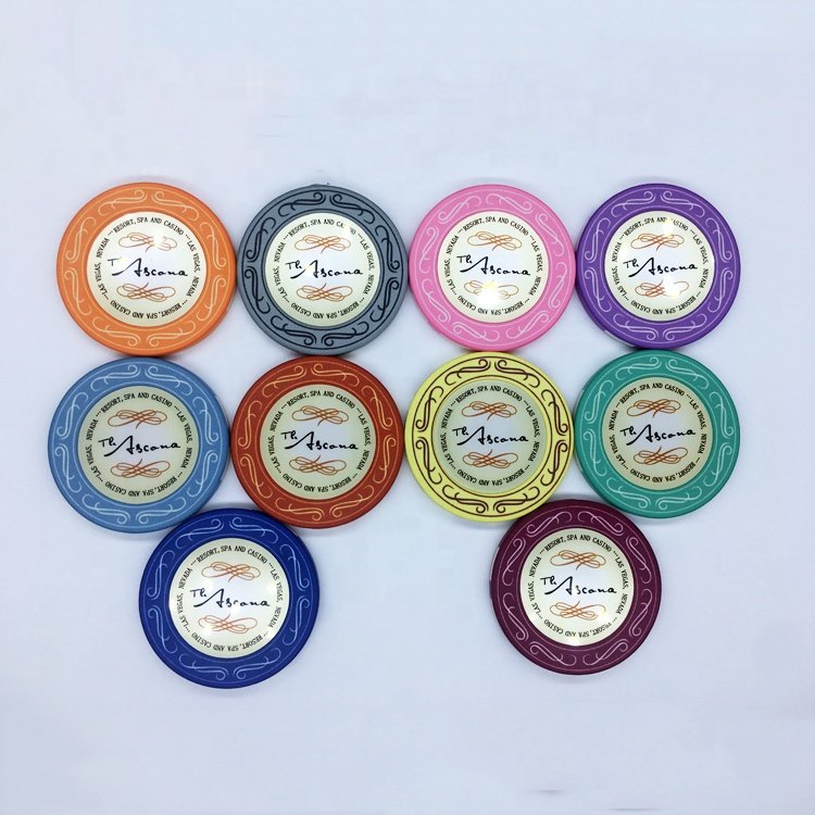 Sublimation hybrid ceramic poker chip with 25.8MM sticker inlay