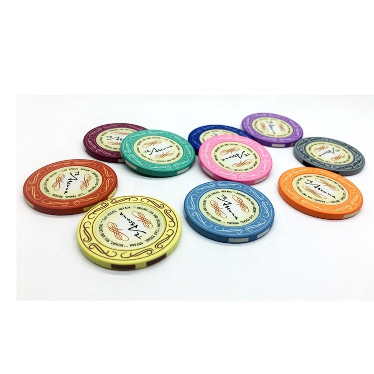 Sublimation hybrid ceramic poker chip with 25.8MM sticker inlay
