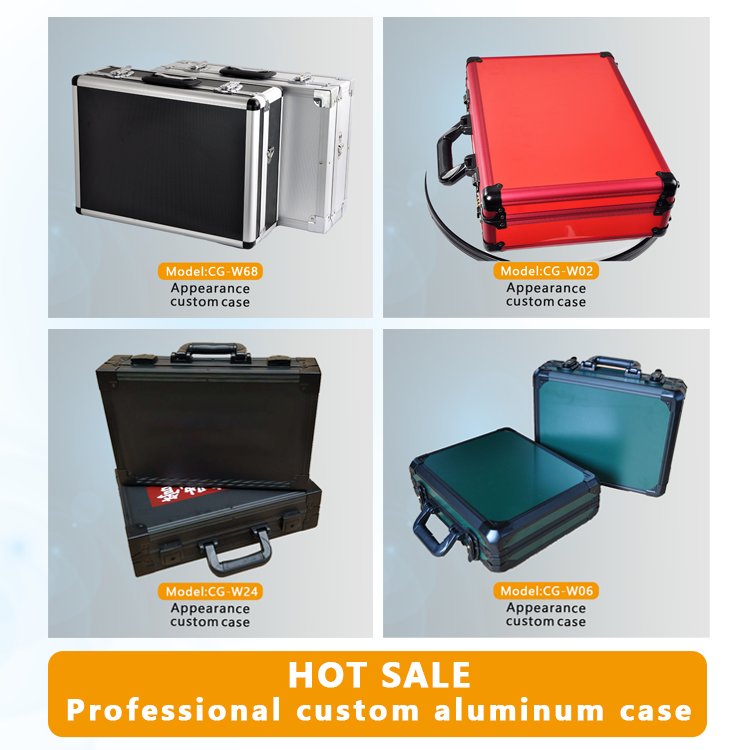 Portable silver suitcase aluminum tool empty box flight case