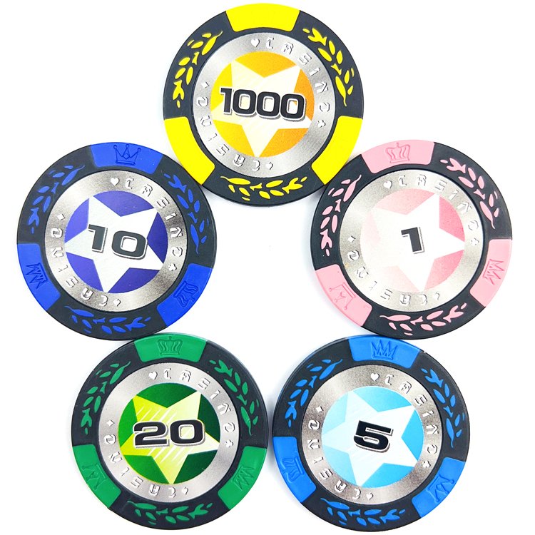 Discount Supplies Bulk Wholesale Personalize Logo Clay Small Denomination Poker Chips With Two Sides Printing Sticker