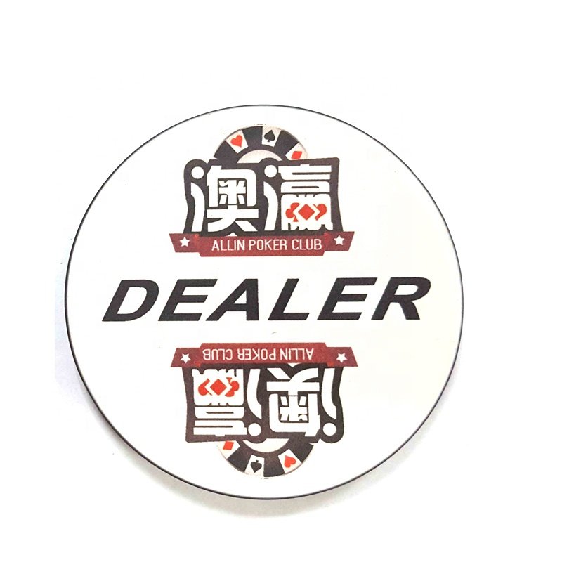 Oversized 50mm 52*5MM and 55*3.3MM Casino ceramic poker chip dealer buttons with sublimation