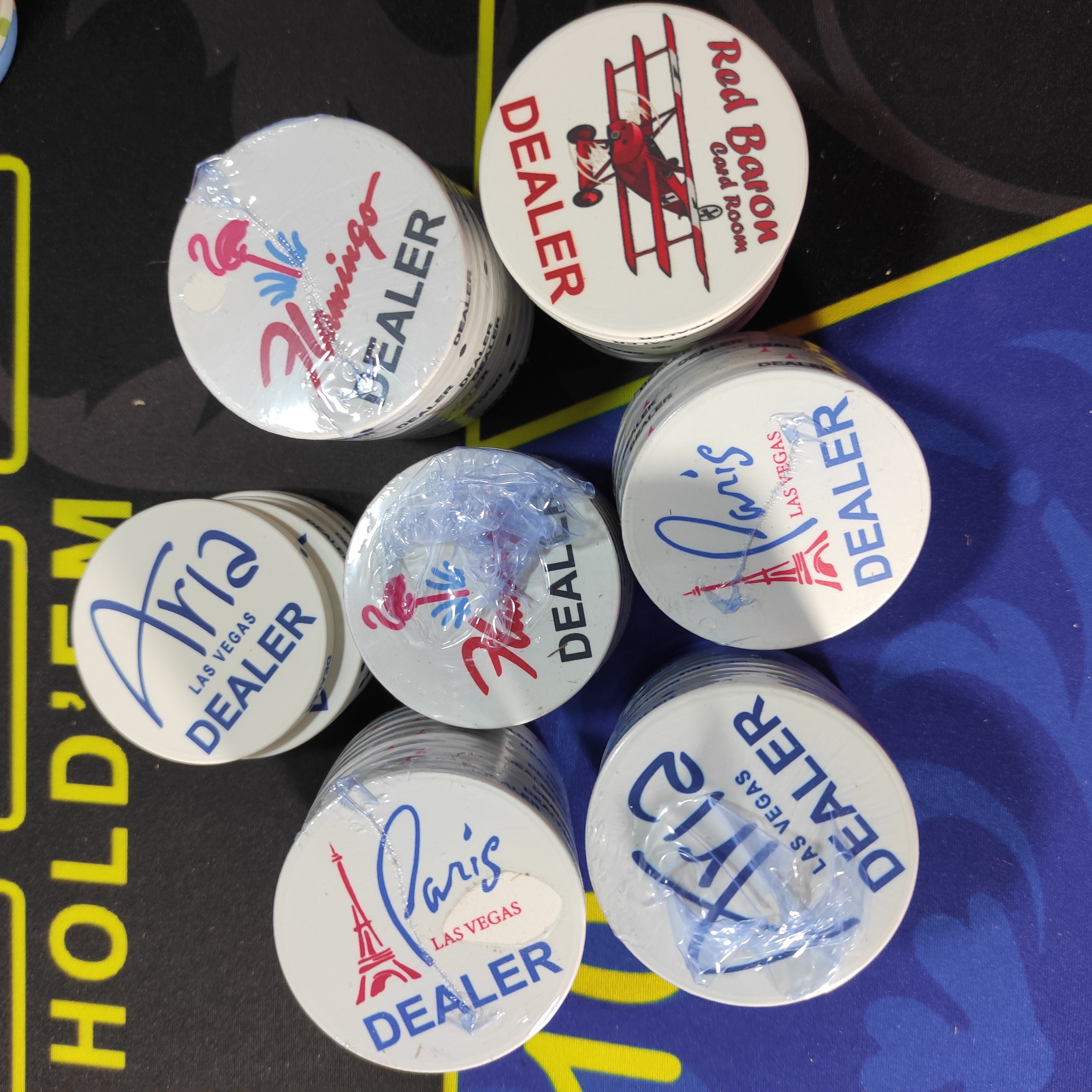 Oversized 50mm 52*5MM and 55*3.3MM Casino ceramic poker chip dealer buttons with sublimation
