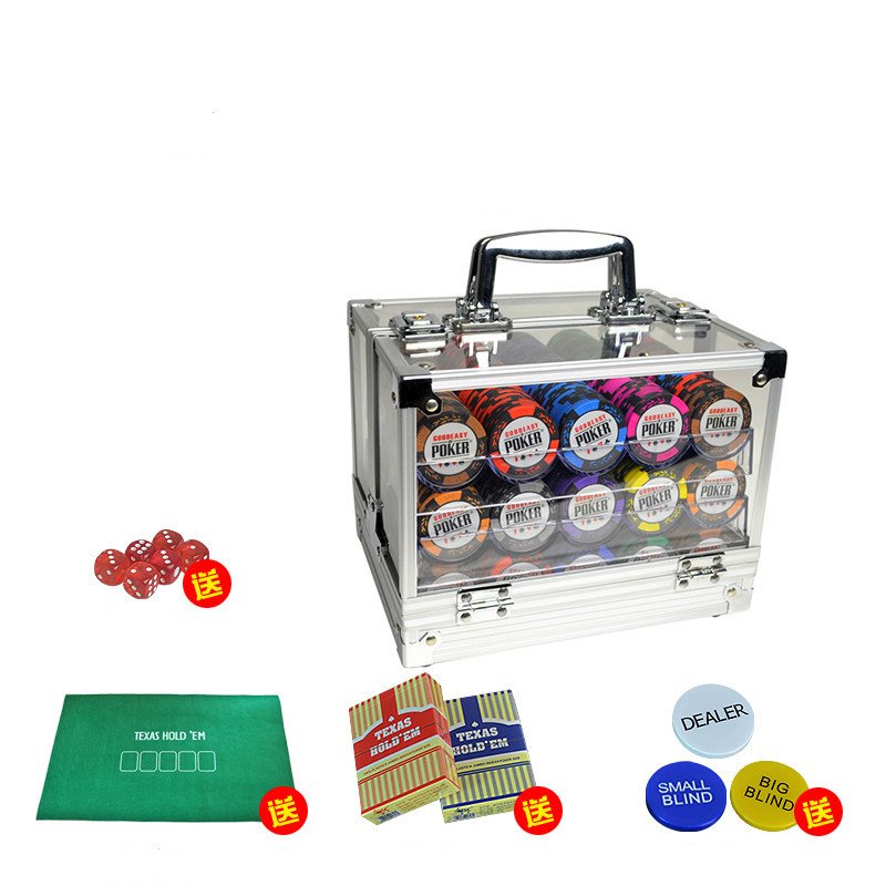 600PCS/set 14g Clay Chips Sets with Acrylic Box Texas Hold'em poker chips