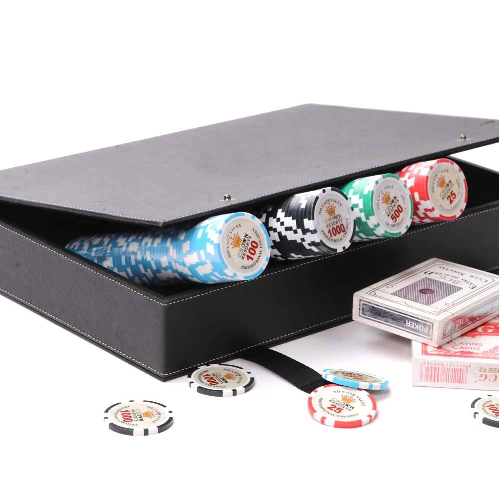 Wholesale Portable Leather Poker Set Box Deluxe Travel Poker Chip Game Case with 200 11.5g chips