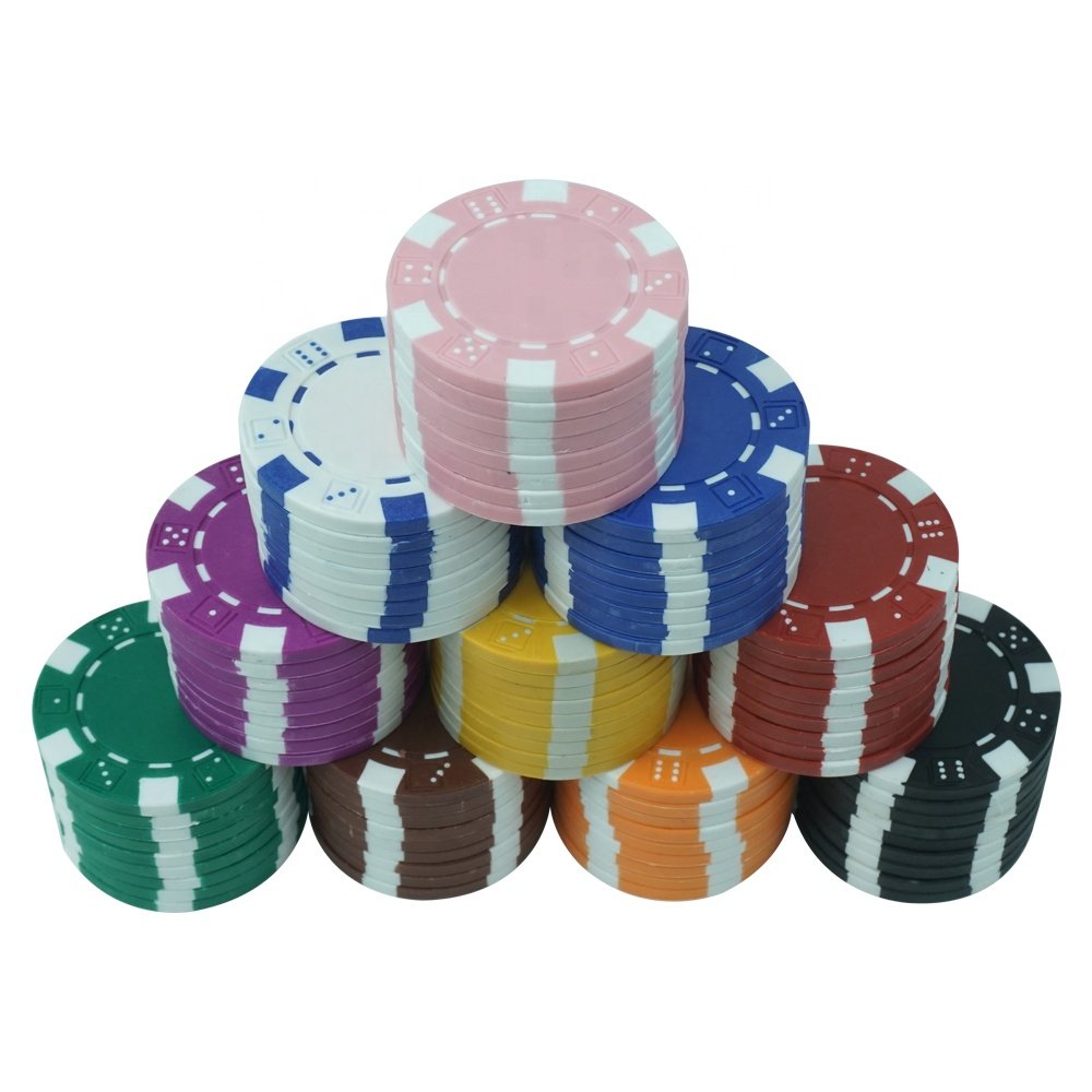 40mm best quality striped dice poker chips plastic 11.5g multi solid color chips custom logo from professional factory for game