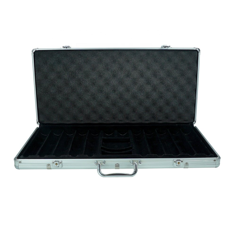 Hot sell cheap casino equipment custom 750pcs poker chips aluminum case empty Poker chip storage box without chips