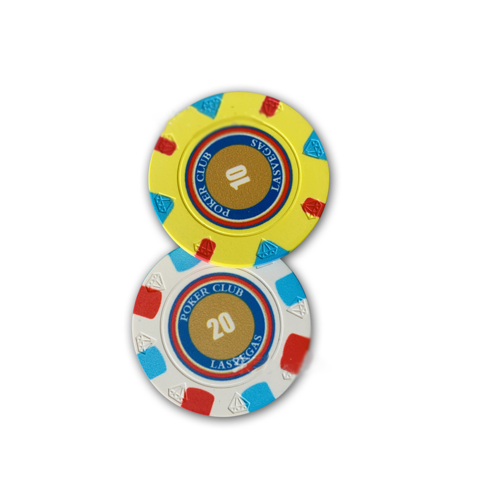 Ceramic Chips 39MM Round Poker Chips Diamond Pattern Poker Chips Set Board Game