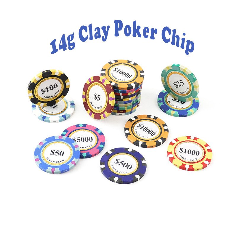 Wholesales 14g Gram 40mm 43mm Casino Jetons Hold'em Blackjack Clay monte carlo Poker Chips with Denomination Numbers