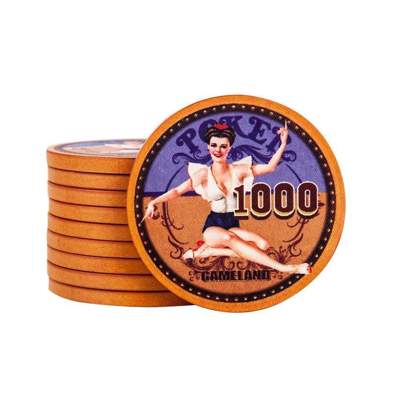Yexi Custom Beautiful Girl Poker Chip 43mm Texas Casino Ceramic Poker Set Board Game Round Coins Supplier Poker Chips Gambling