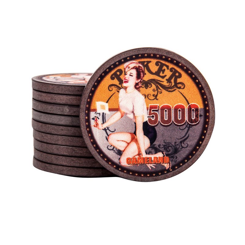 Yexi Custom Beautiful Girl Poker Chip 43mm Texas Casino Ceramic Poker Set Board Game Round Coins Supplier Poker Chips Gambling