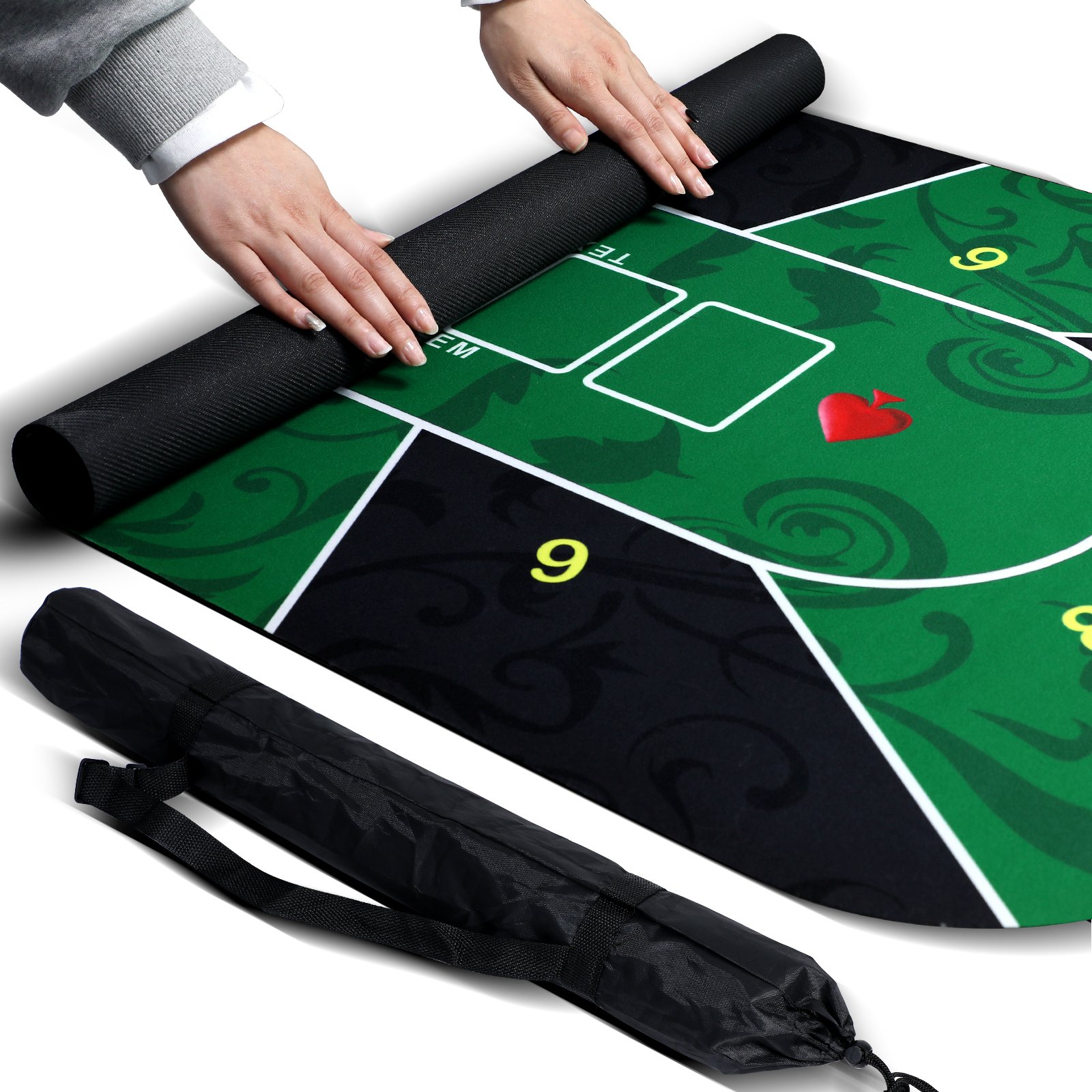180*90cm /120*60cm Suede Rubber Poker Mat Texas Hold'em Casino Poker Table cloth Green Board Game Pad Mat with Flower Pattern