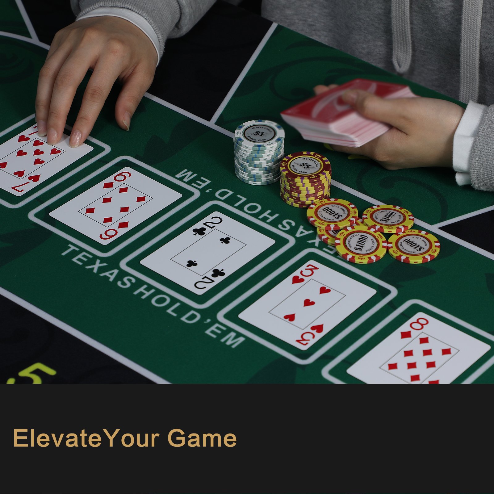 180*90cm /120*60cm Suede Rubber Poker Mat Texas Hold'em Casino Poker Table cloth Green Board Game Pad Mat with Flower Pattern