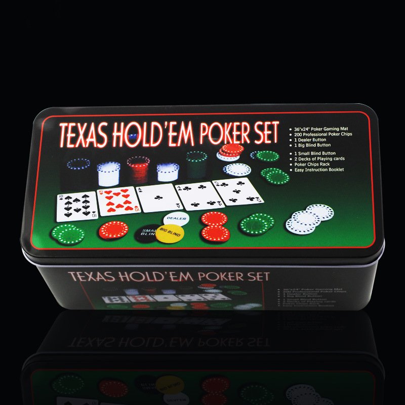 Customize 200 Pieces Texas Poker Game Set with Tin Storage Box