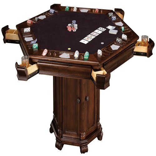 Deluxe Real Wooden gambling casino poker tables with roulette wheel