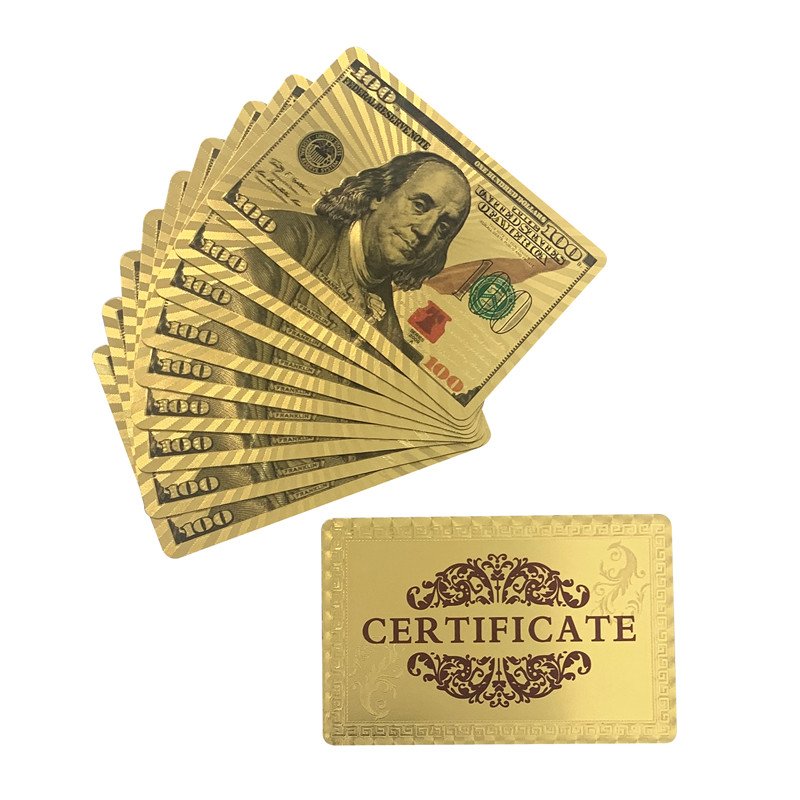 Wholesale Christmas Products Plastic Gold Foil Table Playing Cards Poker Chips