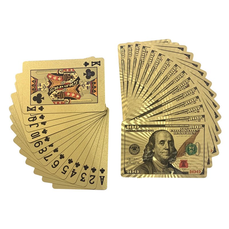 Wholesale Christmas Products Plastic Gold Foil Table Playing Cards Poker Chips