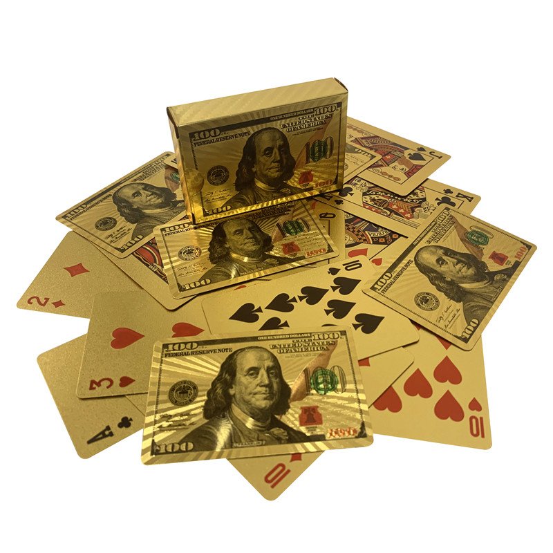 Wholesale Christmas Products Plastic Gold Foil Table Playing Cards Poker Chips