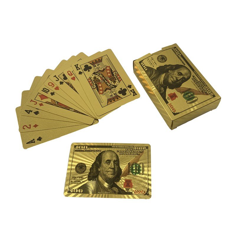 Wholesale Christmas Products Plastic Gold Foil Table Playing Cards Poker Chips