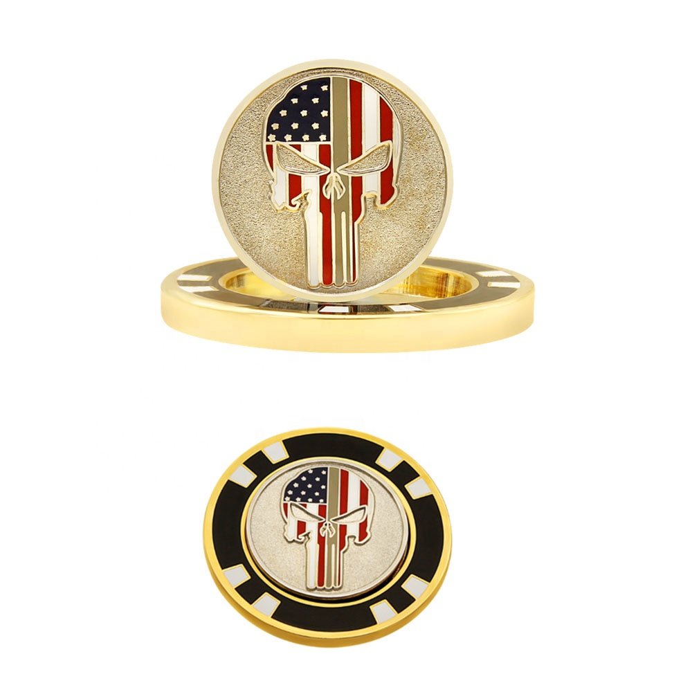 Custom Made Magnetic Golf Challenge Coin Ball Marker Metal Golf Ball Markers with Magnetic Poker Chips