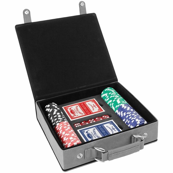 Leatherette Box Poker Chip & Card Sets