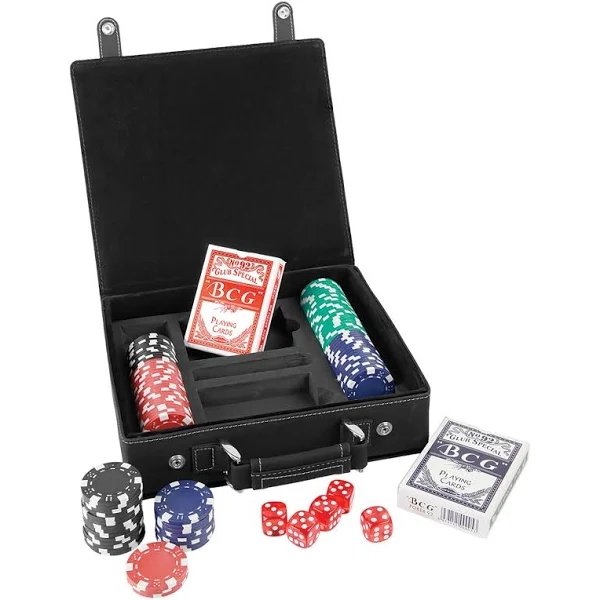 Leatherette Box Poker Chip & Card Sets