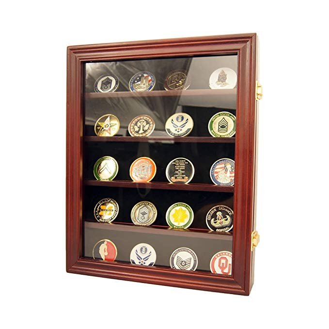 Hot sale Lockable 30 Military Challenge Coin Poker Chip Sports Coin Display Case Cabinet shadow box picture frame