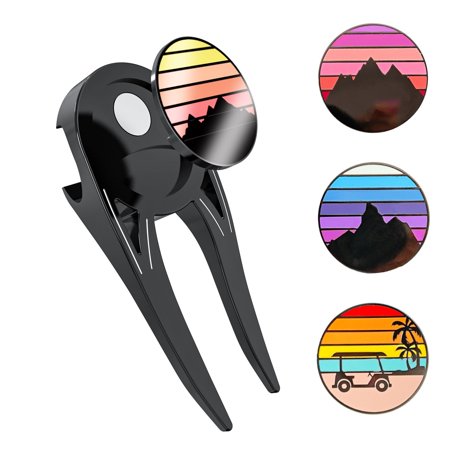 Wholesale Custom Logo Golf Accessories Metal Zinc Alloy Stainless Steel Golf Ball Marker Divot Tool Repair Tool Hat Clip