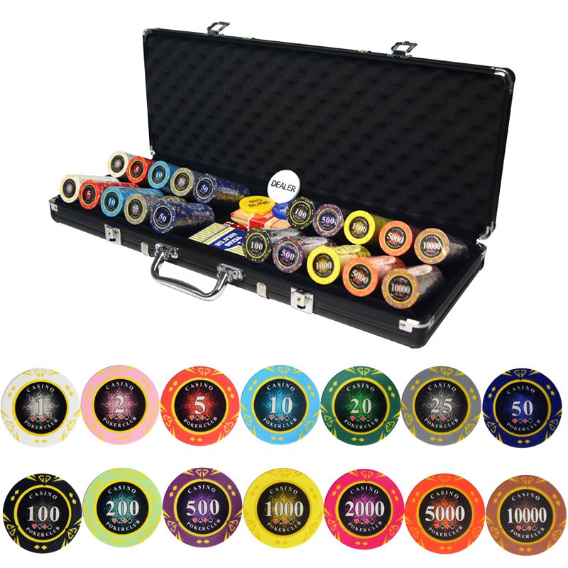 Hot Sale 100-500 pcs Clay Aluminum Poker Chip Case Diamond 14g Pokers Coin Professional Custom Metal Box Poker Chip Set Supplier