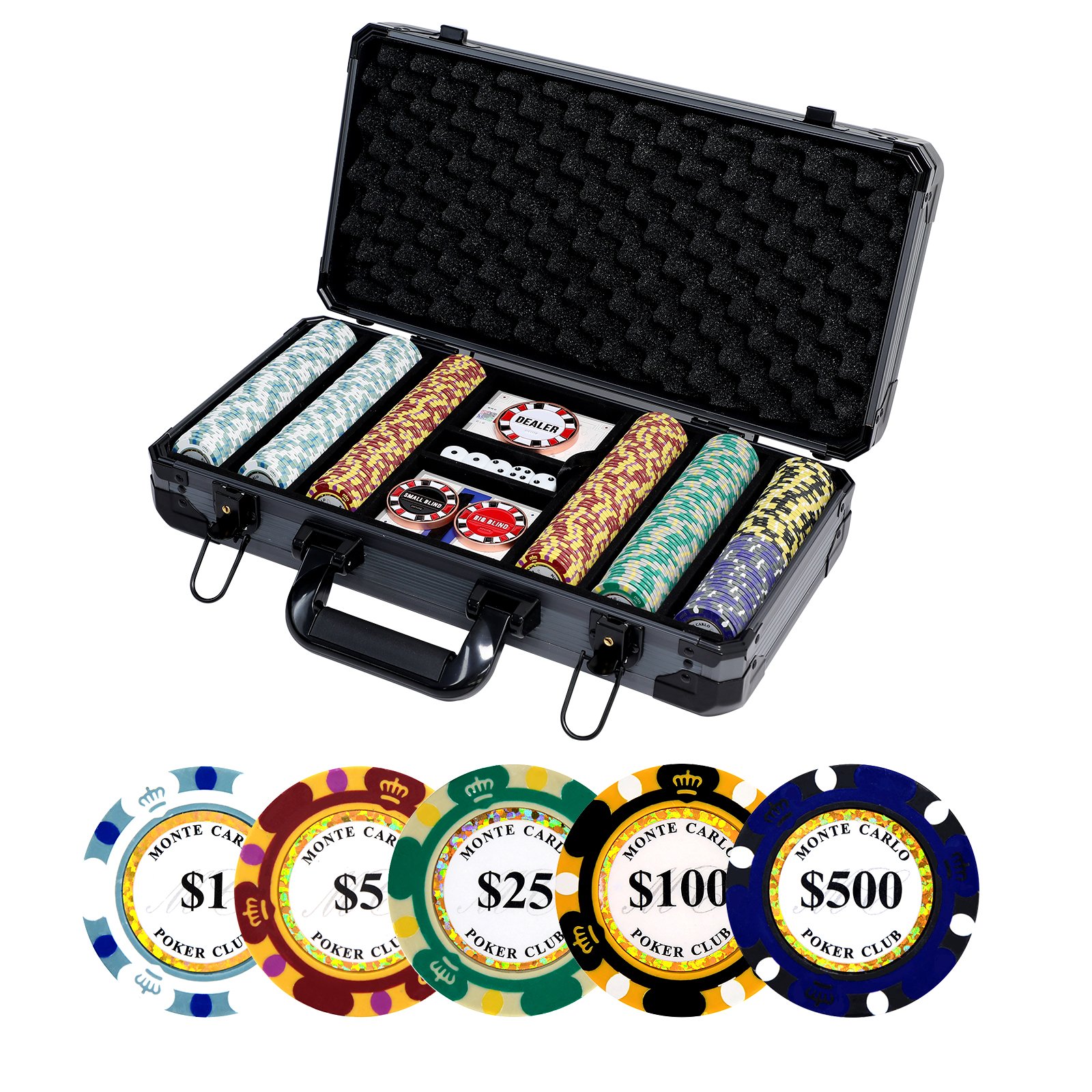 Hot Sale 100-500 pcs Clay Aluminum Poker Chip Case Diamond 14g Pokers Coin Professional Custom Metal Box Poker Chip Set Supplier