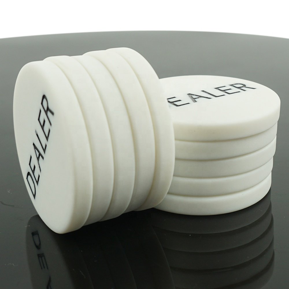 Wholesale White Plastic Dealer Poker Button 50mm melamine chips for Casino Accessory