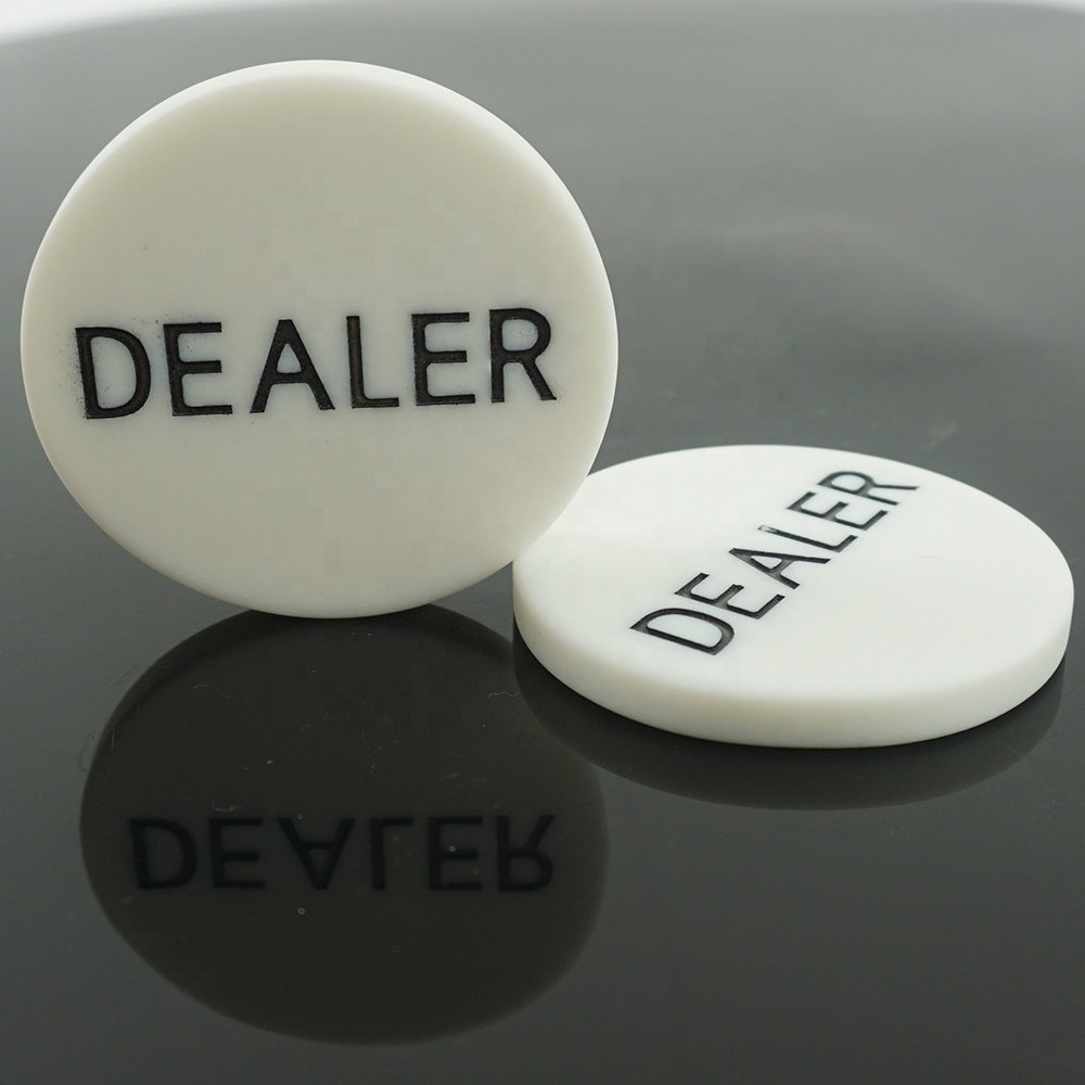 Wholesale White Plastic Dealer Poker Button 50mm melamine chips for Casino Accessory
