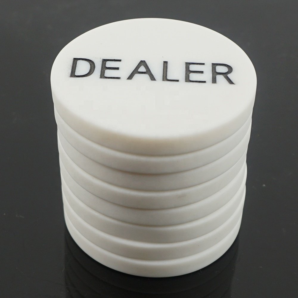 Wholesale White Plastic Dealer Poker Button 50mm melamine chips for Casino Accessory