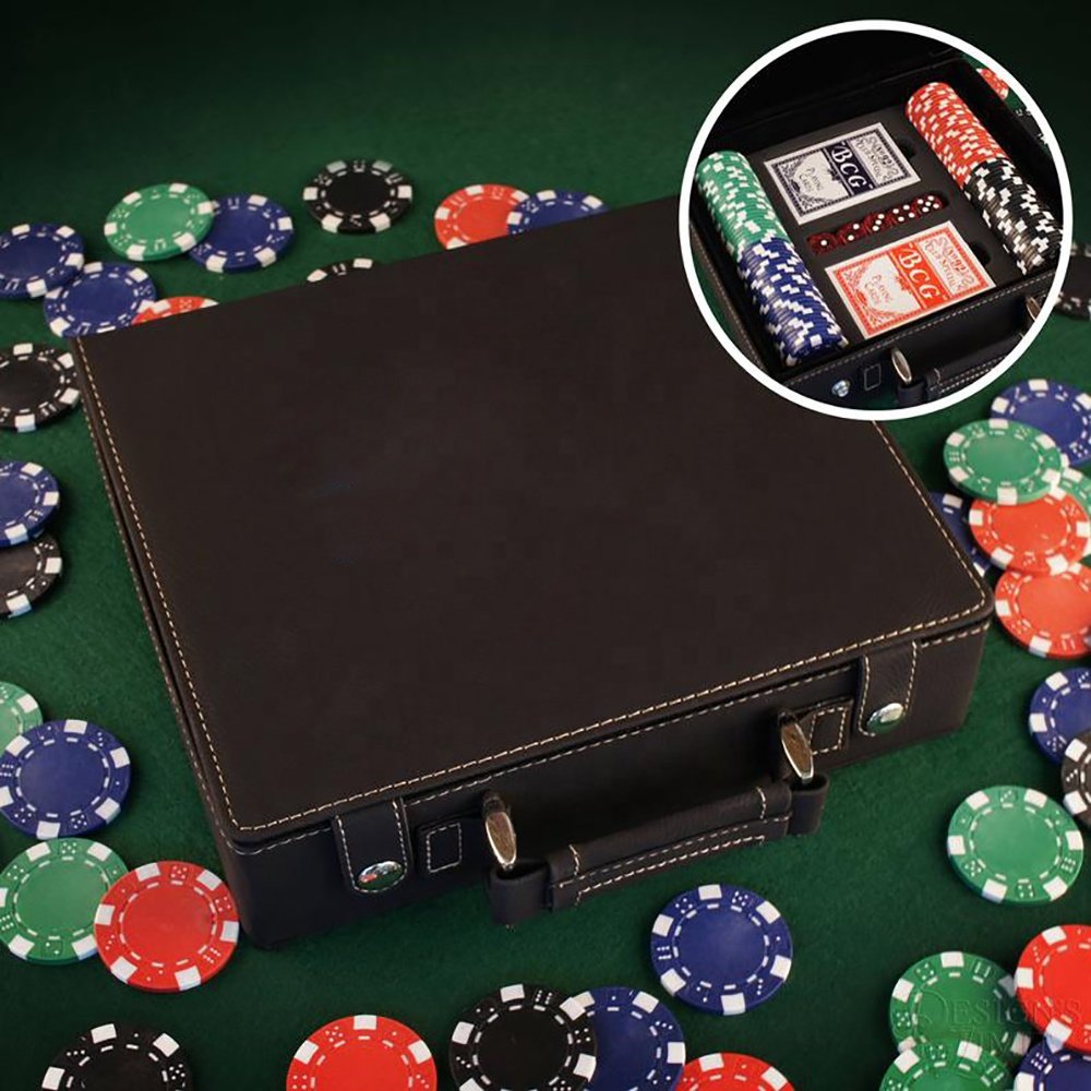 Premium Texas Hold'em Poker Chip Game Set With Cards Leather Case, Gift To Husband ,Poker Player