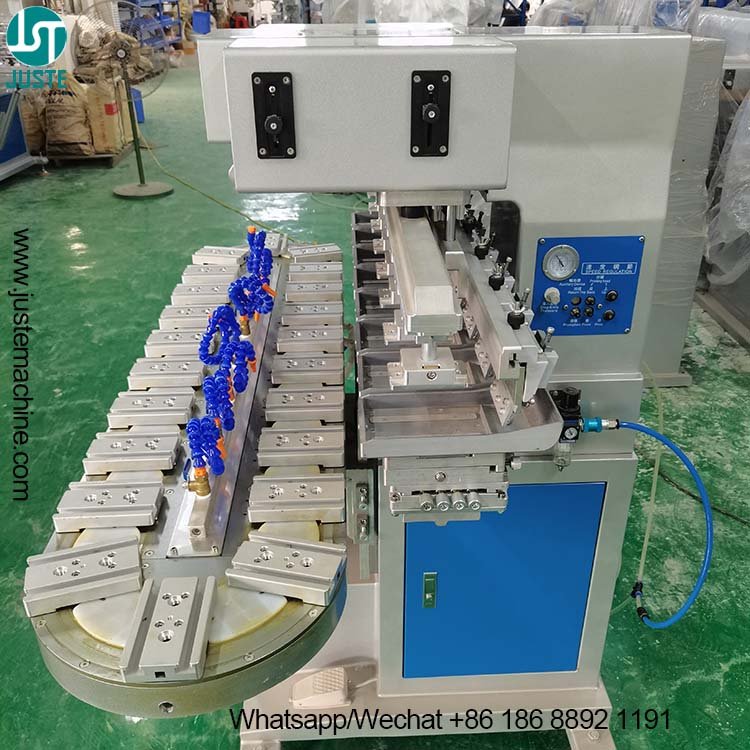 8 Index Color Pad Printing Machine Conveyor Pad Printer For Wooden Handle Micro SD Card Poker Chips Ceramic Dog Bowl Wristbands