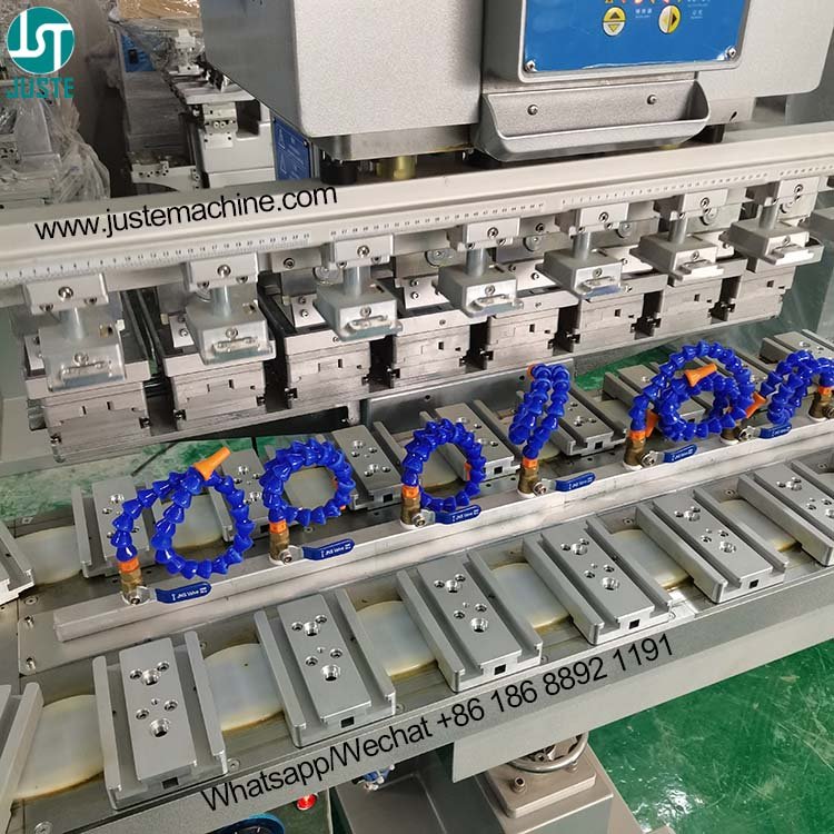 8 Index Color Pad Printing Machine Conveyor Pad Printer For Wooden Handle Micro SD Card Poker Chips Ceramic Dog Bowl Wristbands