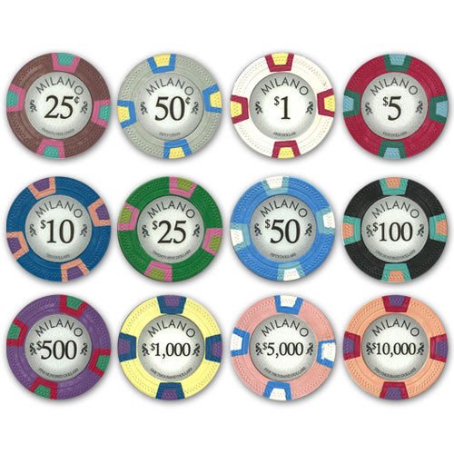 New 1000 Milano 10g Clay Poker Chips Set with Aluminum Case