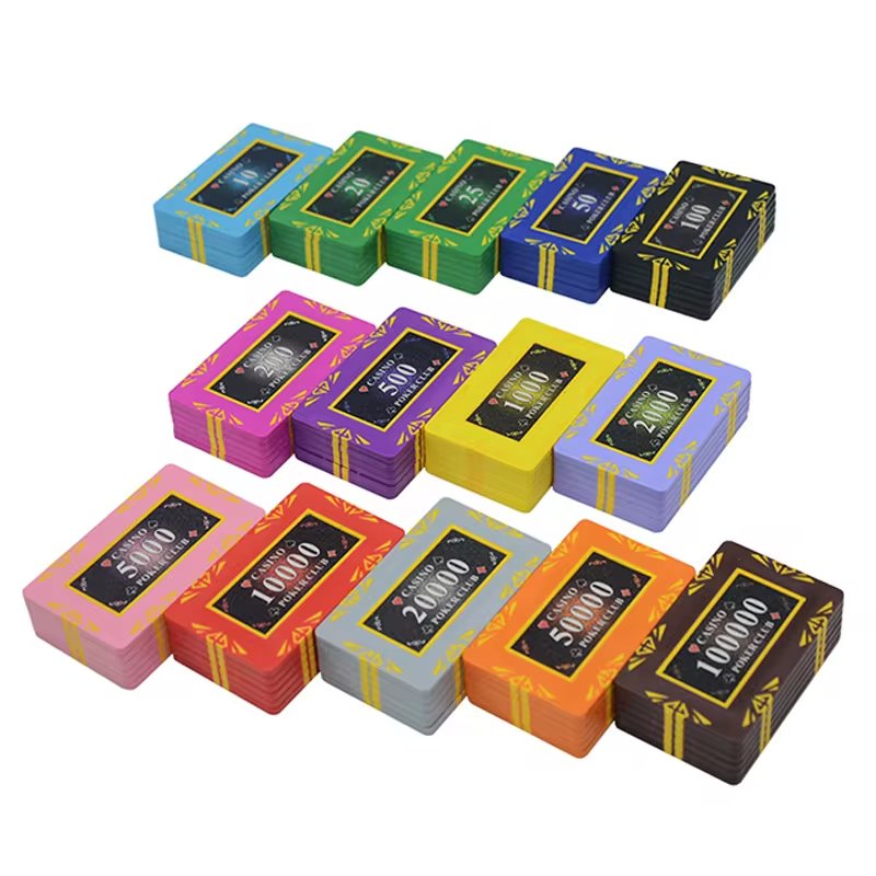 10PCS rectangle Premium Square Clay Chips With Inner Iron Texas Hold'em Poker Chips Entertainment Tokens