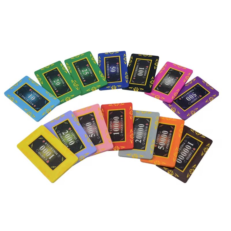 10PCS rectangle Premium Square Clay Chips With Inner Iron Texas Hold'em Poker Chips Entertainment Tokens