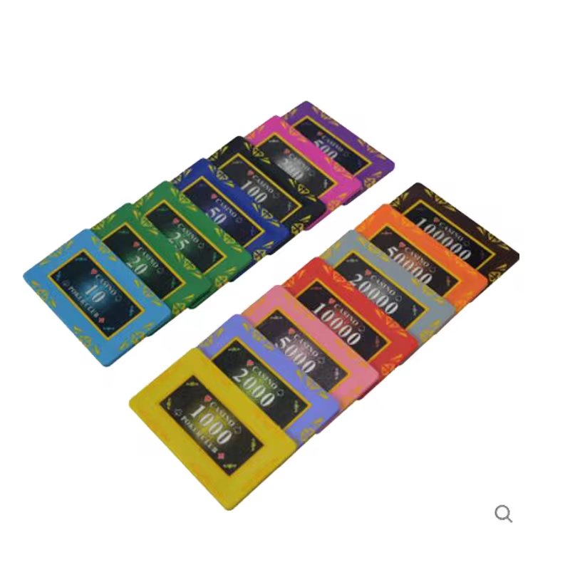 10PCS rectangle Premium Square Clay Chips With Inner Iron Texas Hold'em Poker Chips Entertainment Tokens